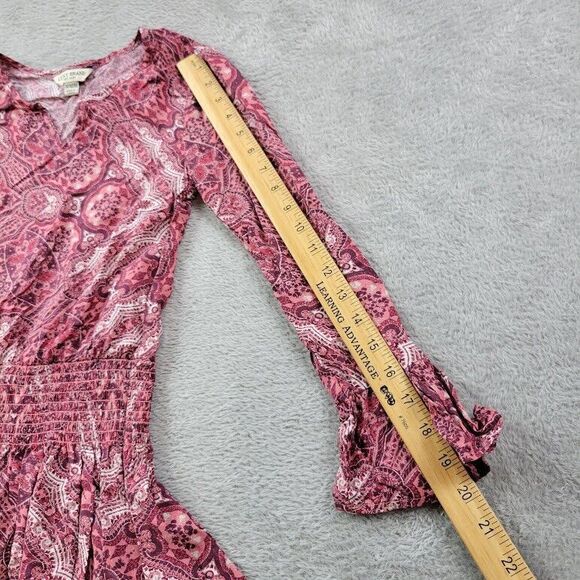 Lucky Brand Dress Girls Medium Maroon Paisley Peplum Skater Boho Peasant - Picture 7 of 10